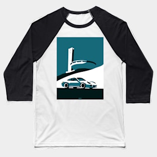 911 996 with Brutalist Architecture (Green) Baseball T-Shirt